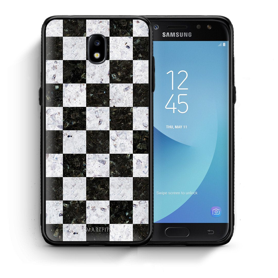 Θήκη Samsung J7 2017 Square Geometric Marble από τη Smartfits με σχέδιο στο πίσω μέρος και μαύρο περίβλημα | Samsung J7 2017 Square Geometric Marble case with colorful back and black bezels