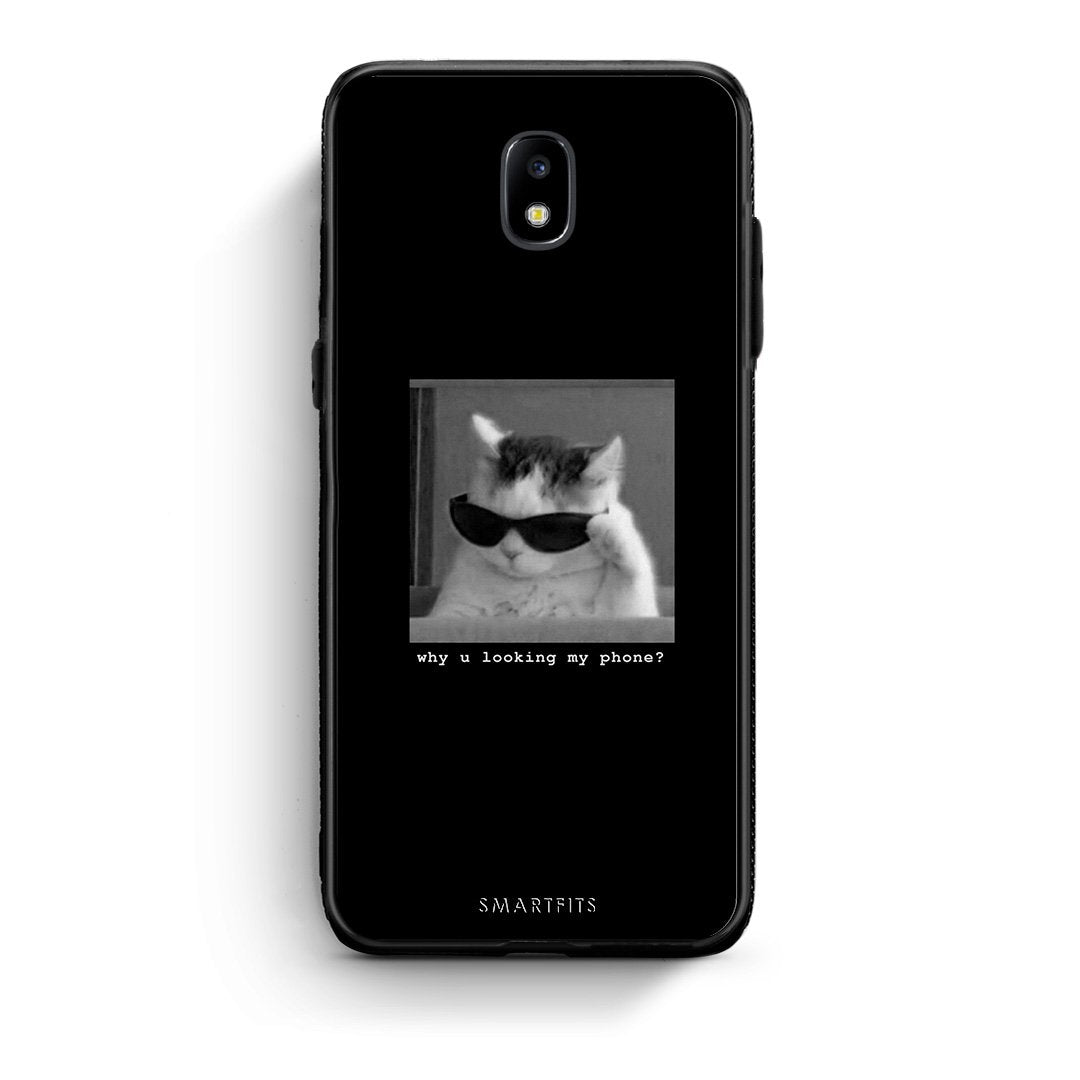 Samsung J7 2017 Meme Cat θήκη από τη Smartfits με σχέδιο στο πίσω μέρος και μαύρο περίβλημα | Smartphone case with colorful back and black bezels by Smartfits