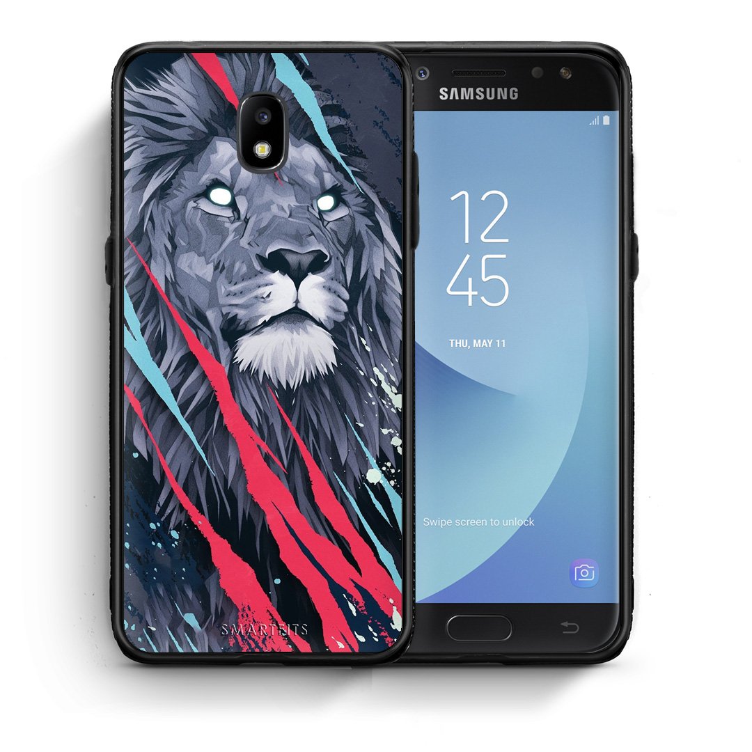 Θήκη Samsung J5 2017 Lion Designer PopArt από τη Smartfits με σχέδιο στο πίσω μέρος και μαύρο περίβλημα | Samsung J5 2017 Lion Designer PopArt case with colorful back and black bezels