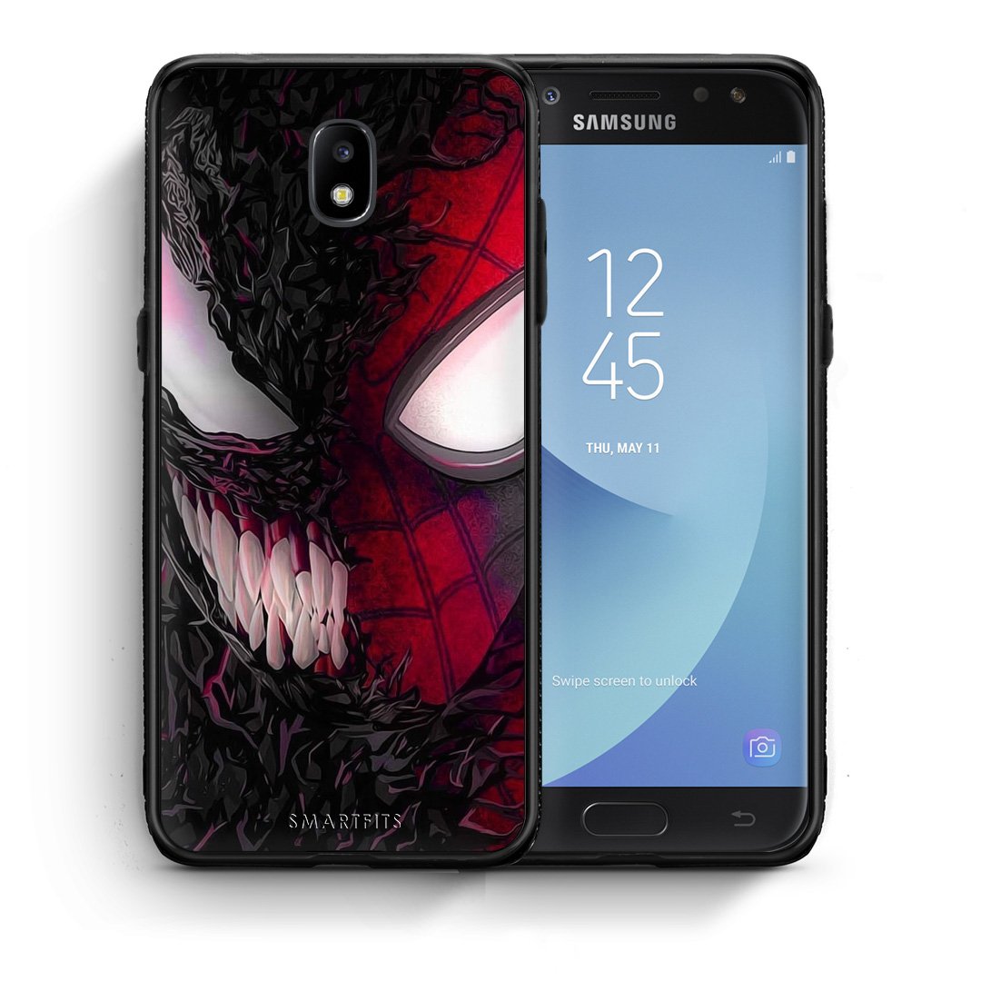 Θήκη Samsung J7 2017 SpiderVenom PopArt από τη Smartfits με σχέδιο στο πίσω μέρος και μαύρο περίβλημα | Samsung J7 2017 SpiderVenom PopArt case with colorful back and black bezels