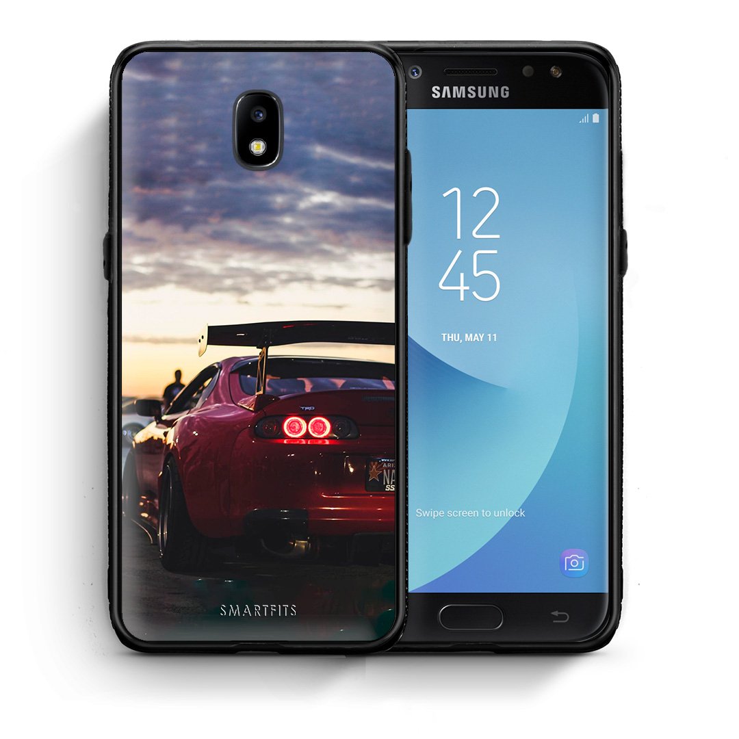Θήκη Samsung J7 2017 Racing Supra από τη Smartfits με σχέδιο στο πίσω μέρος και μαύρο περίβλημα | Samsung J7 2017 Racing Supra case with colorful back and black bezels