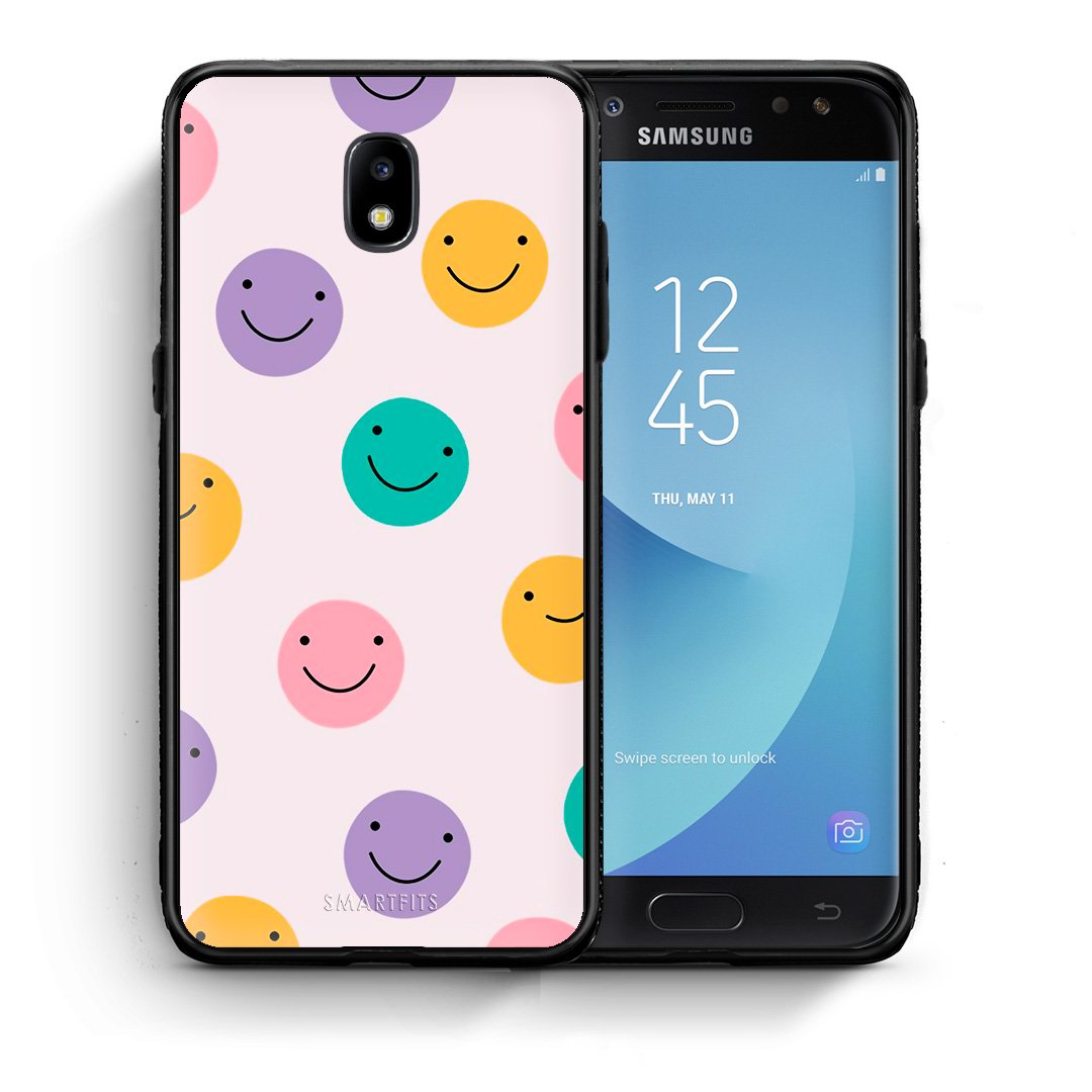 Θήκη Samsung J5 2017 Smiley Faces από τη Smartfits με σχέδιο στο πίσω μέρος και μαύρο περίβλημα | Samsung J5 2017 Smiley Faces case with colorful back and black bezels