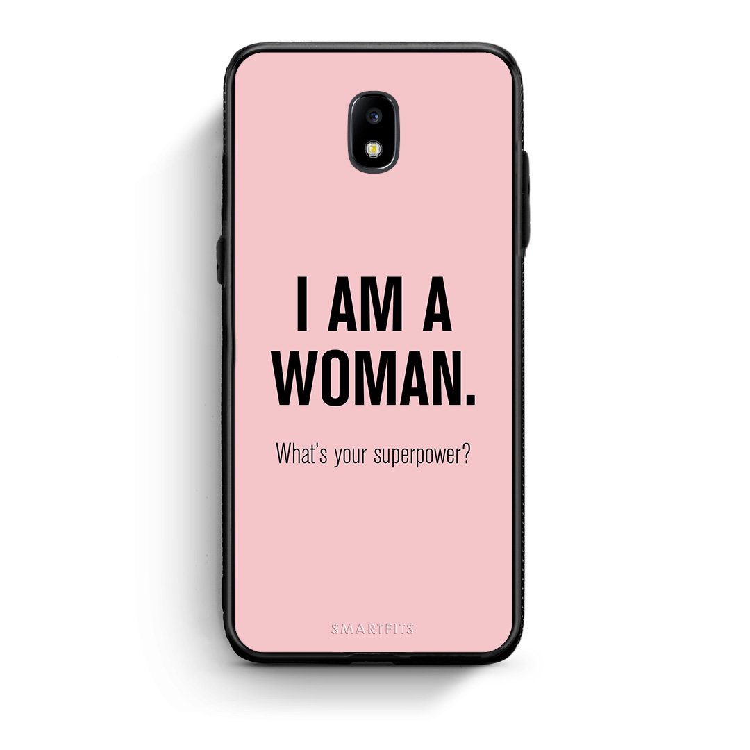 Samsung J7 2017 Superpower Woman θήκη από τη Smartfits με σχέδιο στο πίσω μέρος και μαύρο περίβλημα | Smartphone case with colorful back and black bezels by Smartfits