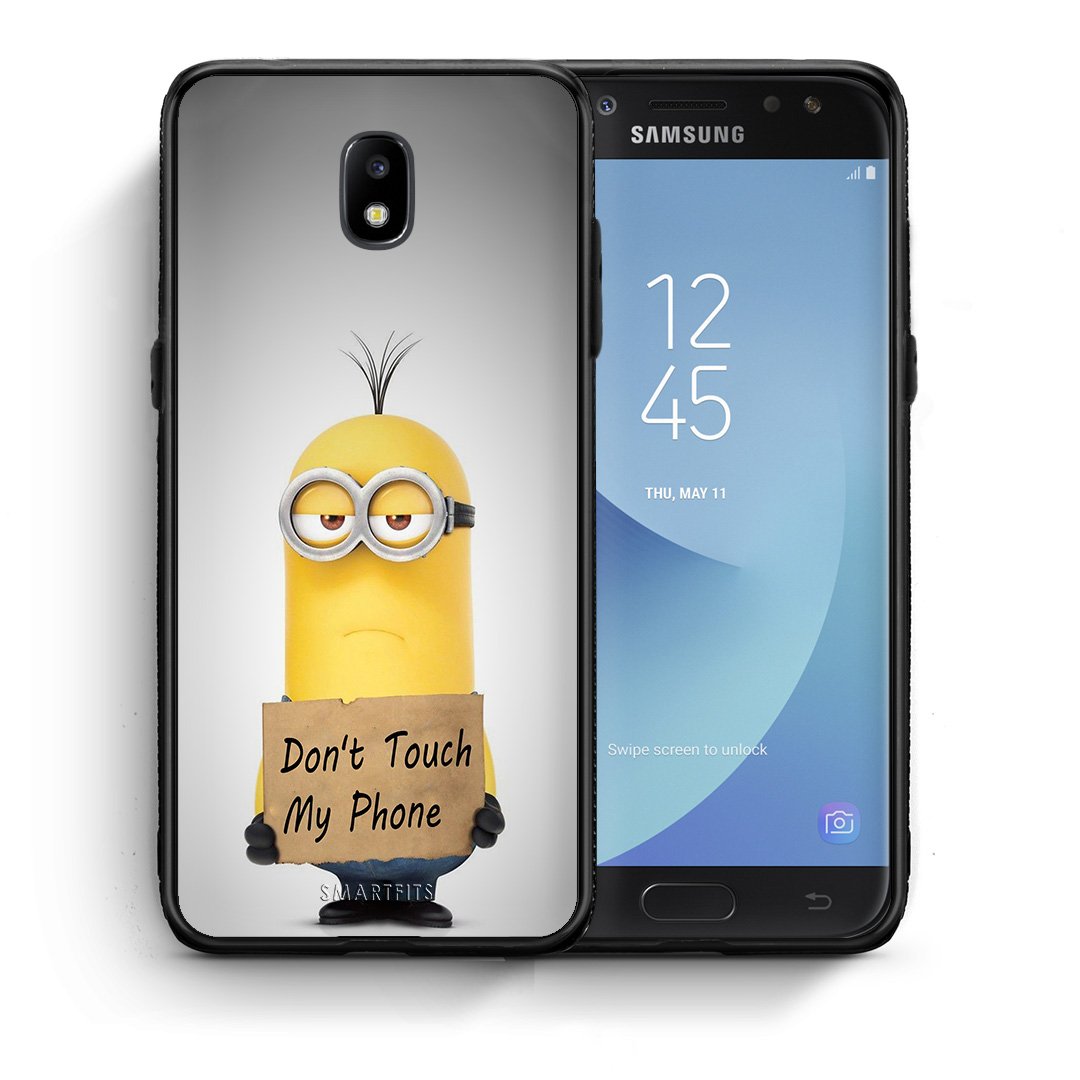 Θήκη Samsung J7 2017 Minion Text από τη Smartfits με σχέδιο στο πίσω μέρος και μαύρο περίβλημα | Samsung J7 2017 Minion Text case with colorful back and black bezels
