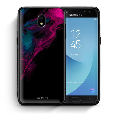 Θήκη Samsung J7 2017 Pink Black Watercolor από τη Smartfits με σχέδιο στο πίσω μέρος και μαύρο περίβλημα | Samsung J7 2017 Pink Black Watercolor case with colorful back and black bezels