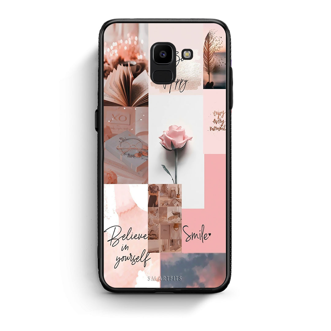 samsung J6 Aesthetic Collage θήκη από τη Smartfits με σχέδιο στο πίσω μέρος και μαύρο περίβλημα | Smartphone case with colorful back and black bezels by Smartfits
