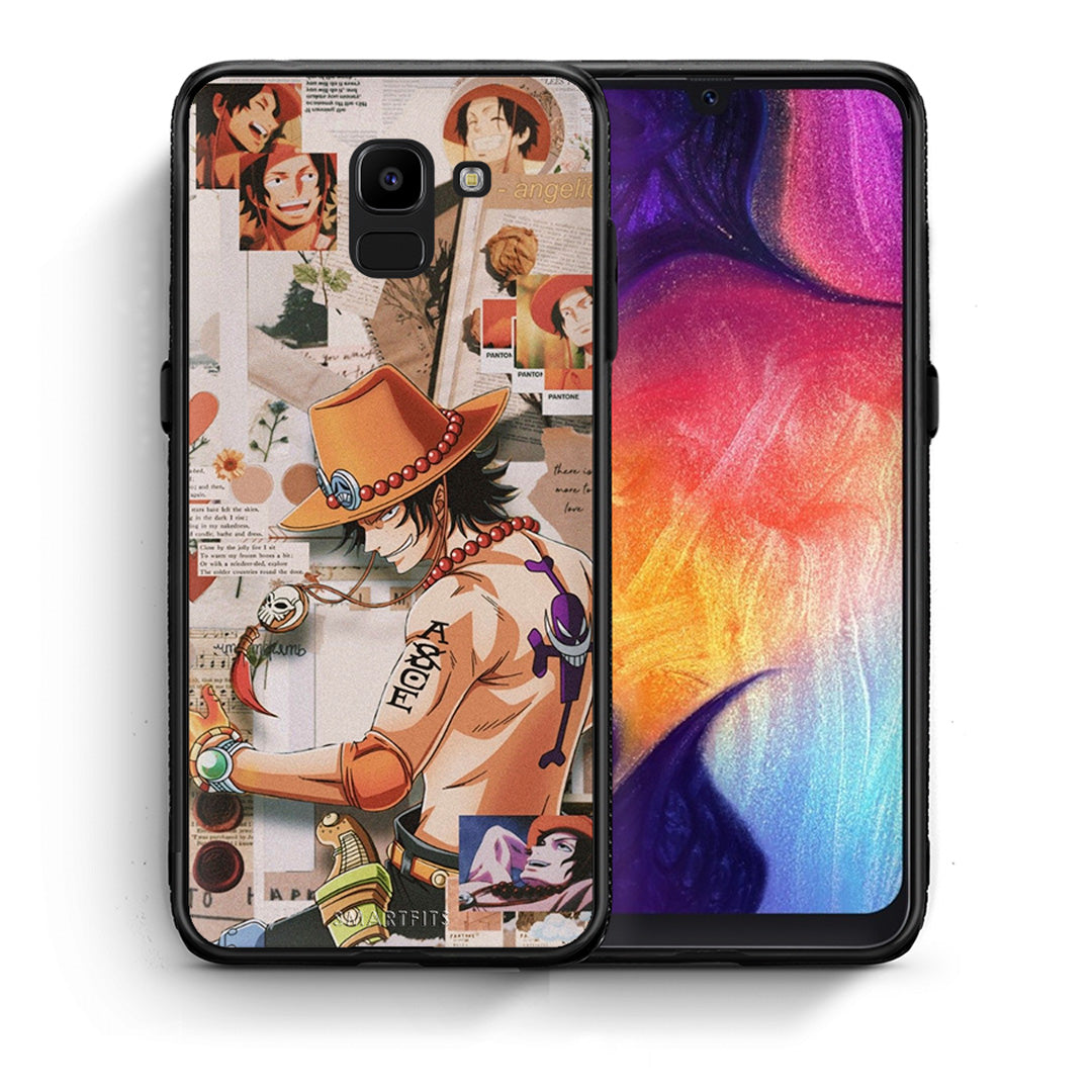 Θήκη Samsung J6 Anime Collage από τη Smartfits με σχέδιο στο πίσω μέρος και μαύρο περίβλημα | Samsung J6 Anime Collage case with colorful back and black bezels