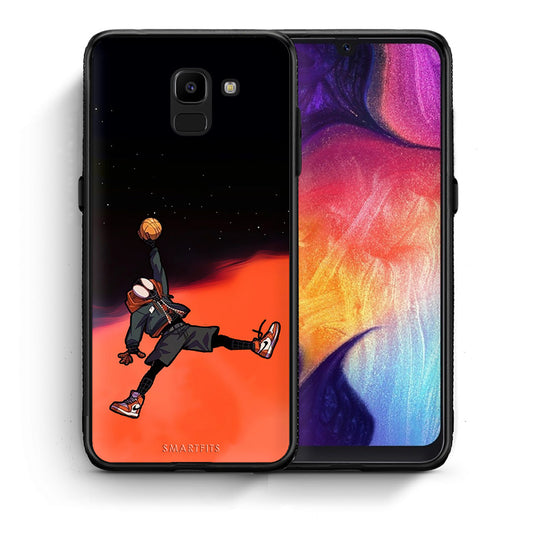 Θήκη Samsung J6 Basketball Hero από τη Smartfits με σχέδιο στο πίσω μέρος και μαύρο περίβλημα | Samsung J6 Basketball Hero case with colorful back and black bezels