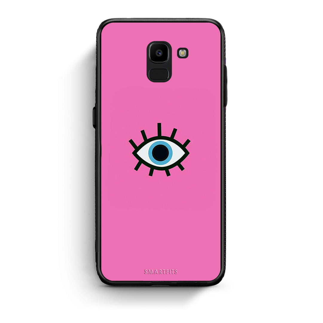 samsung J6 Blue Eye Pink θήκη από τη Smartfits με σχέδιο στο πίσω μέρος και μαύρο περίβλημα | Smartphone case with colorful back and black bezels by Smartfits
