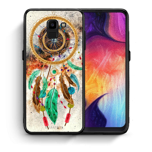 Θήκη Samsung J6 DreamCatcher Boho από τη Smartfits με σχέδιο στο πίσω μέρος και μαύρο περίβλημα | Samsung J6 DreamCatcher Boho case with colorful back and black bezels