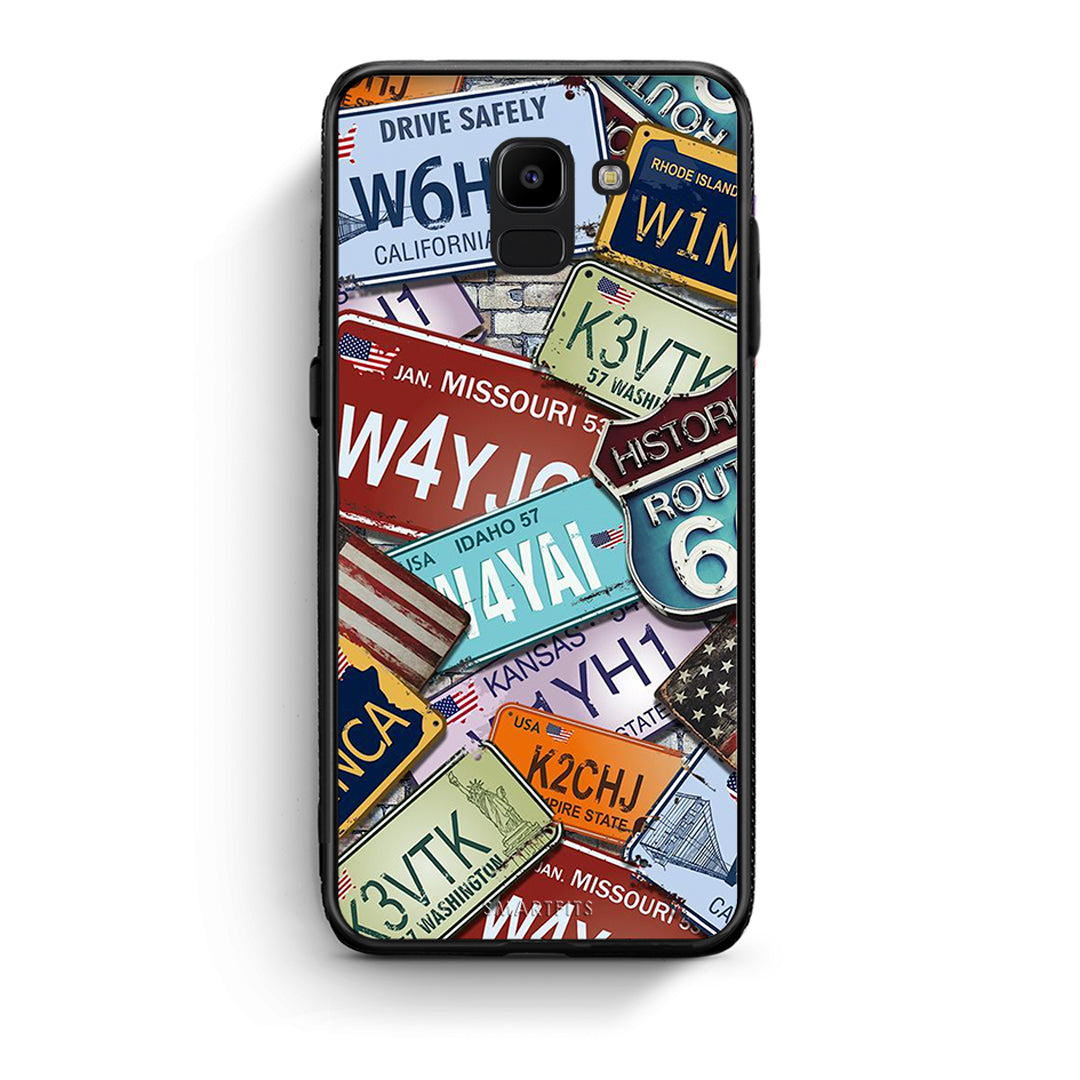 samsung J6 Car Plates θήκη από τη Smartfits με σχέδιο στο πίσω μέρος και μαύρο περίβλημα | Smartphone case with colorful back and black bezels by Smartfits