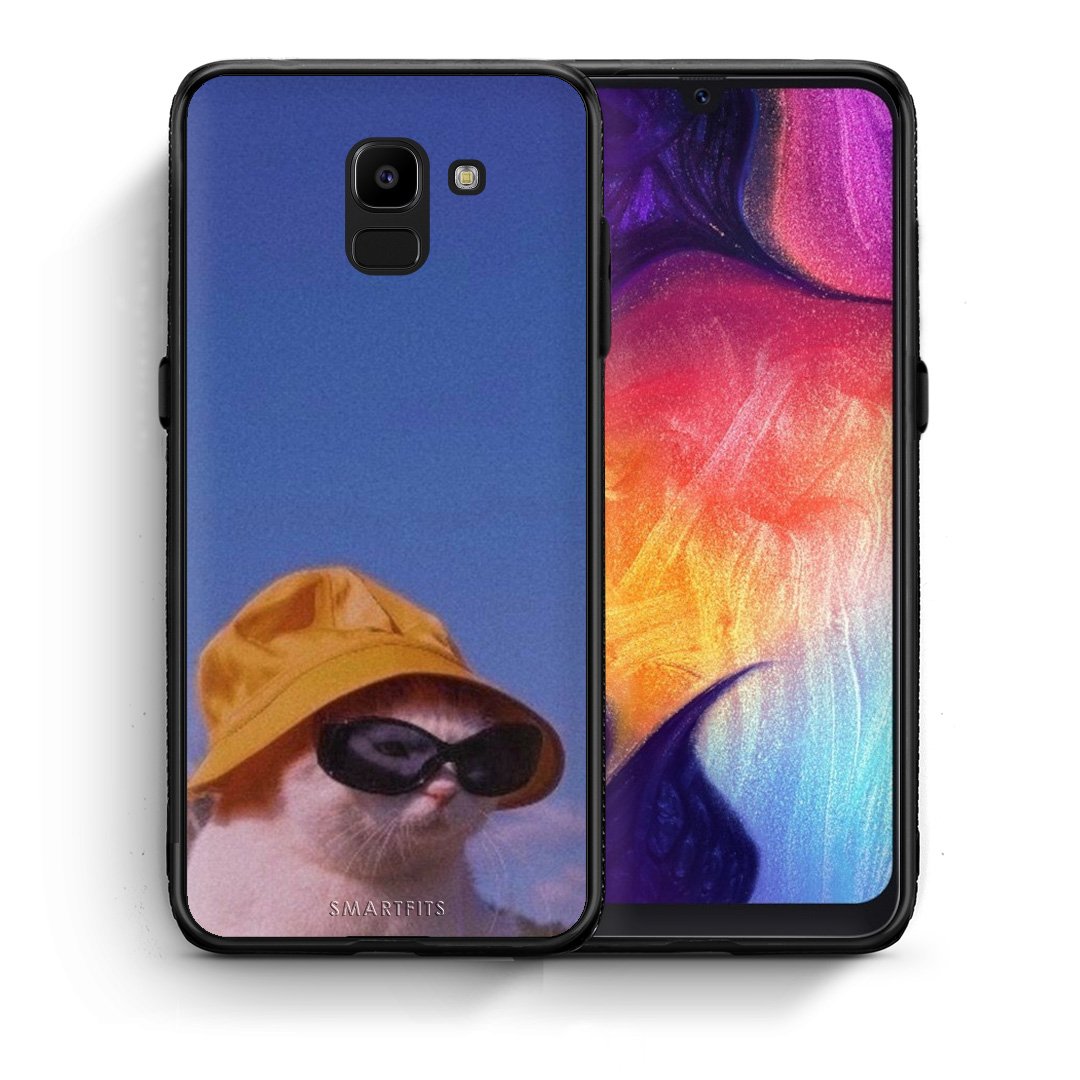 Θήκη Samsung J6 Cat Diva από τη Smartfits με σχέδιο στο πίσω μέρος και μαύρο περίβλημα | Samsung J6 Cat Diva case with colorful back and black bezels