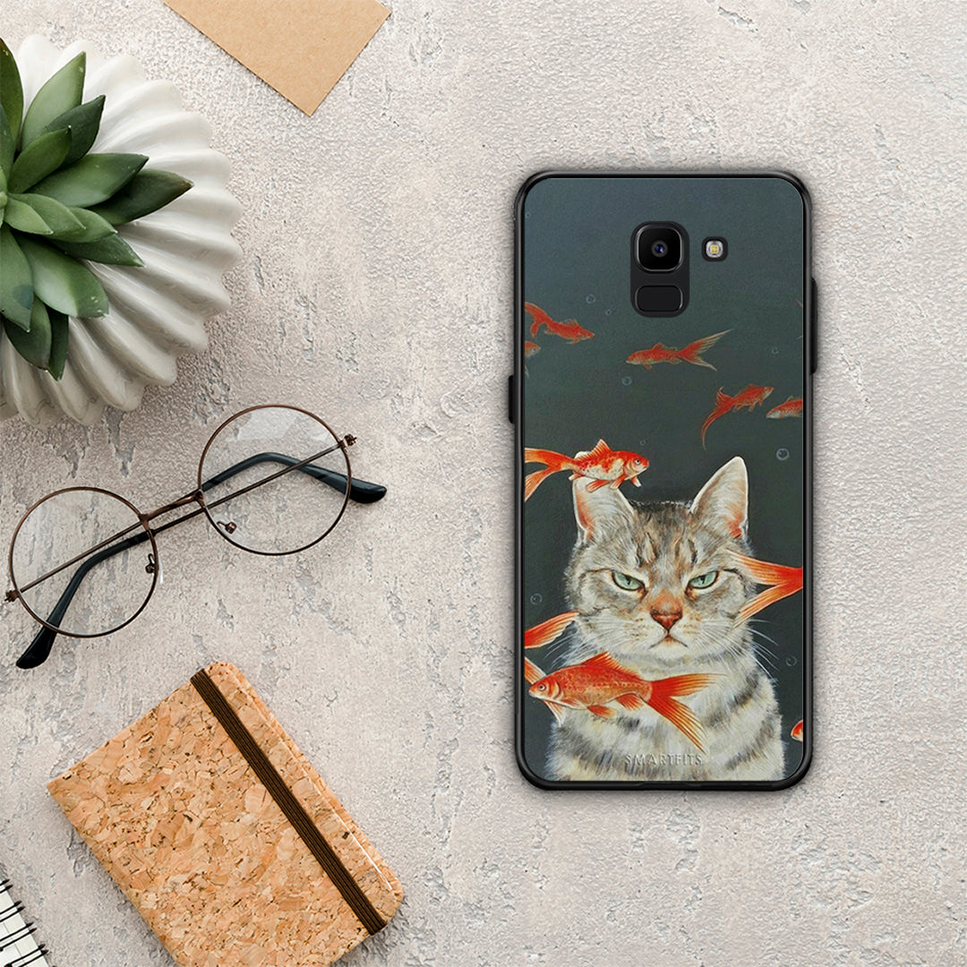 Cat Goldfish - Samsung Galaxy J6 θήκη