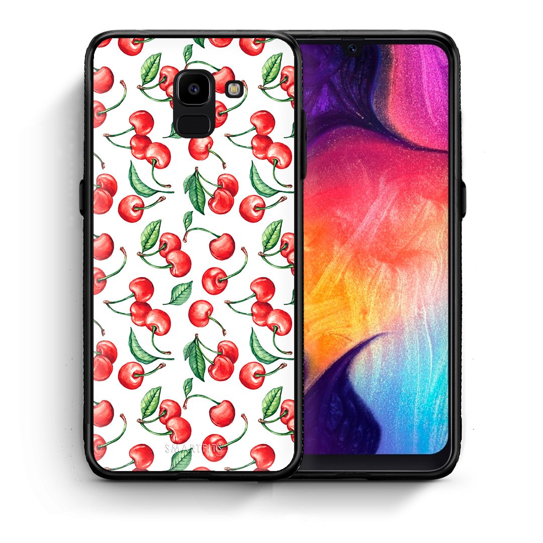 Θήκη Samsung J6 Cherry Summer από τη Smartfits με σχέδιο στο πίσω μέρος και μαύρο περίβλημα | Samsung J6 Cherry Summer case with colorful back and black bezels