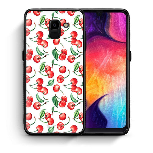 Θήκη Samsung J6 Cherry Summer από τη Smartfits με σχέδιο στο πίσω μέρος και μαύρο περίβλημα | Samsung J6 Cherry Summer case with colorful back and black bezels