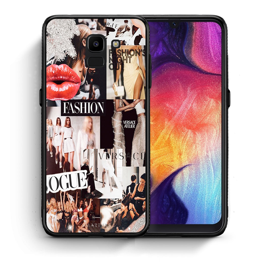 Θήκη Αγίου Βαλεντίνου Samsung J6 Collage Fashion από τη Smartfits με σχέδιο στο πίσω μέρος και μαύρο περίβλημα | Samsung J6 Collage Fashion case with colorful back and black bezels