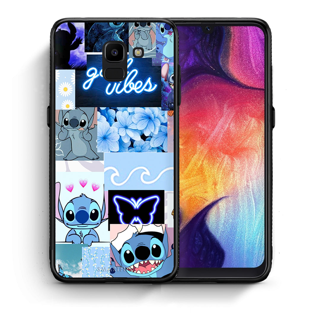 Θήκη Αγίου Βαλεντίνου Samsung J6 Collage Good Vibes από τη Smartfits με σχέδιο στο πίσω μέρος και μαύρο περίβλημα | Samsung J6 Collage Good Vibes case with colorful back and black bezels