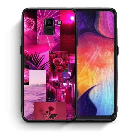 Θήκη Αγίου Βαλεντίνου Samsung J6 Collage Red Roses από τη Smartfits με σχέδιο στο πίσω μέρος και μαύρο περίβλημα | Samsung J6 Collage Red Roses case with colorful back and black bezels