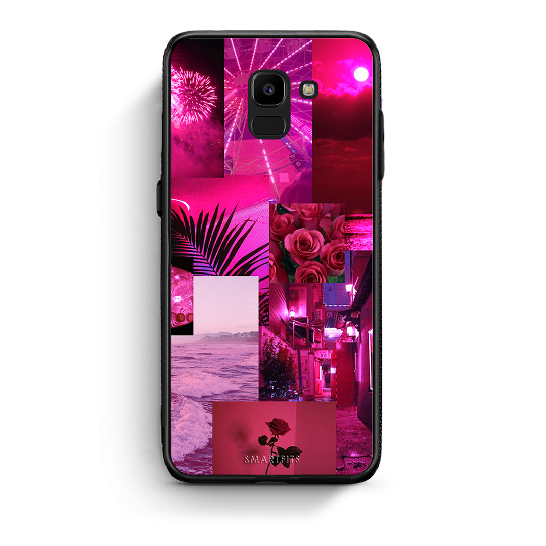 samsung J6 Collage Red Roses Θήκη Αγίου Βαλεντίνου από τη Smartfits με σχέδιο στο πίσω μέρος και μαύρο περίβλημα | Smartphone case with colorful back and black bezels by Smartfits
