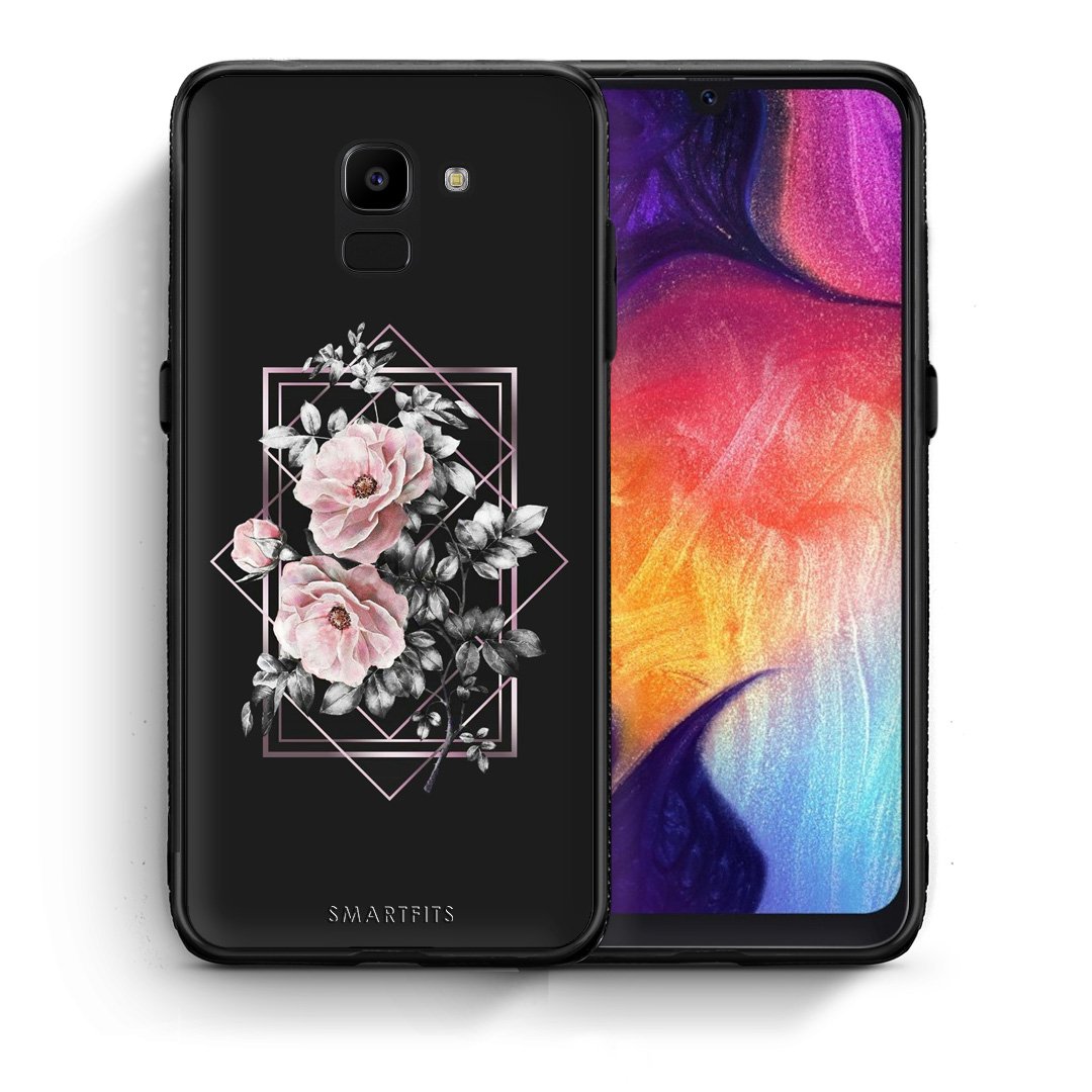 Θήκη Samsung J6 Frame Flower από τη Smartfits με σχέδιο στο πίσω μέρος και μαύρο περίβλημα | Samsung J6 Frame Flower case with colorful back and black bezels