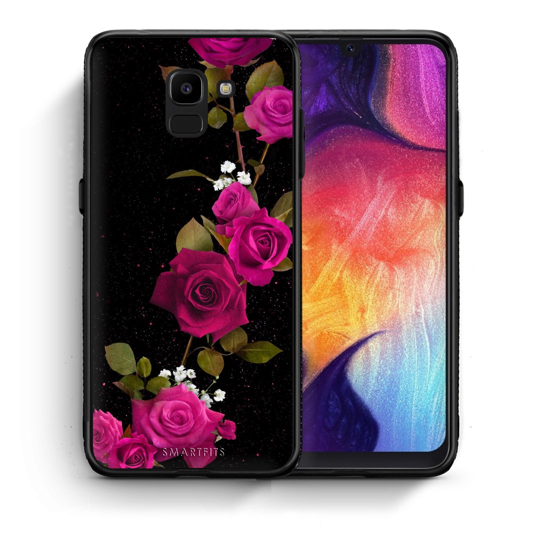 Θήκη Samsung J6 Red Roses Flower από τη Smartfits με σχέδιο στο πίσω μέρος και μαύρο περίβλημα | Samsung J6 Red Roses Flower case with colorful back and black bezels