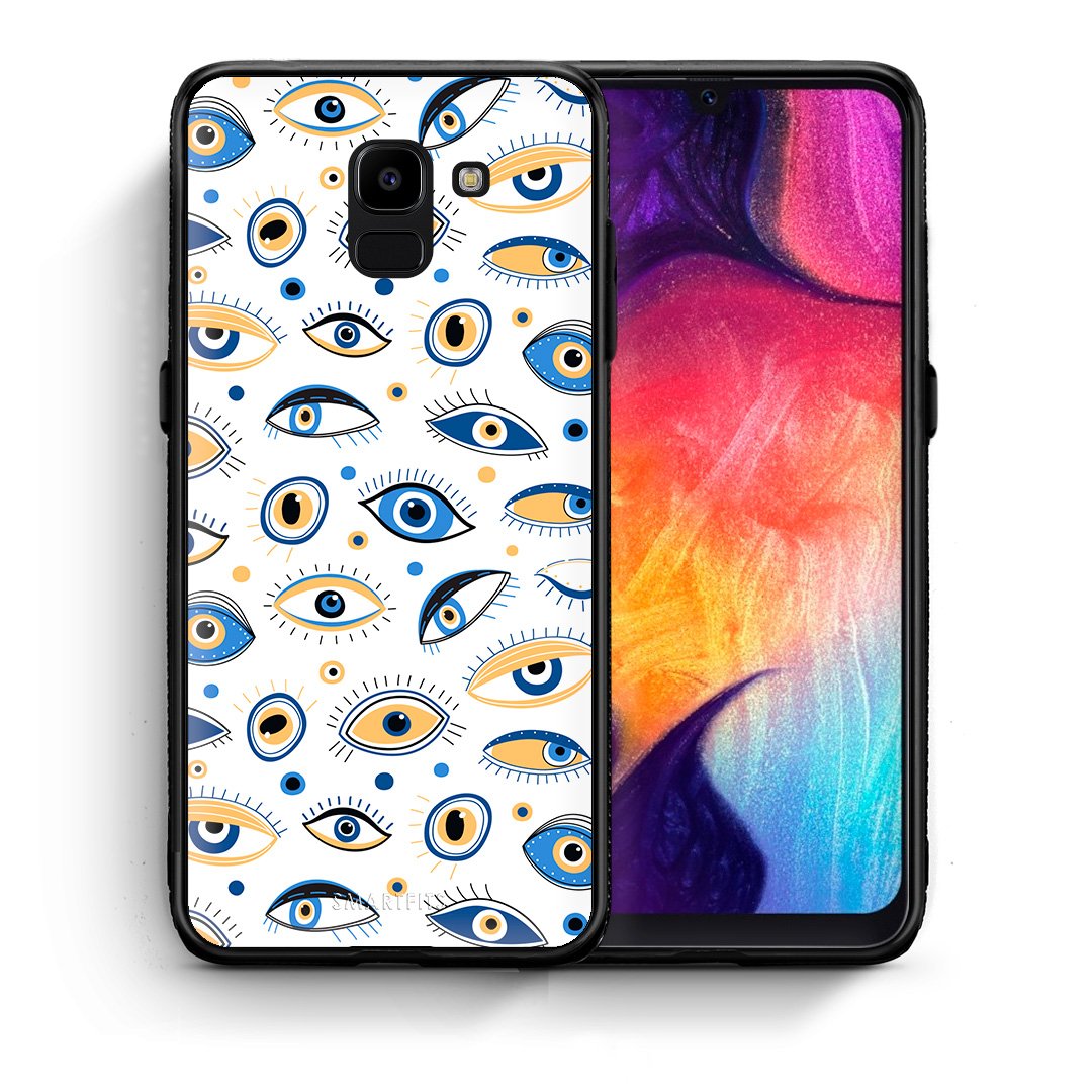 Θήκη Samsung J6 Ftou Ftou από τη Smartfits με σχέδιο στο πίσω μέρος και μαύρο περίβλημα | Samsung J6 Ftou Ftou case with colorful back and black bezels