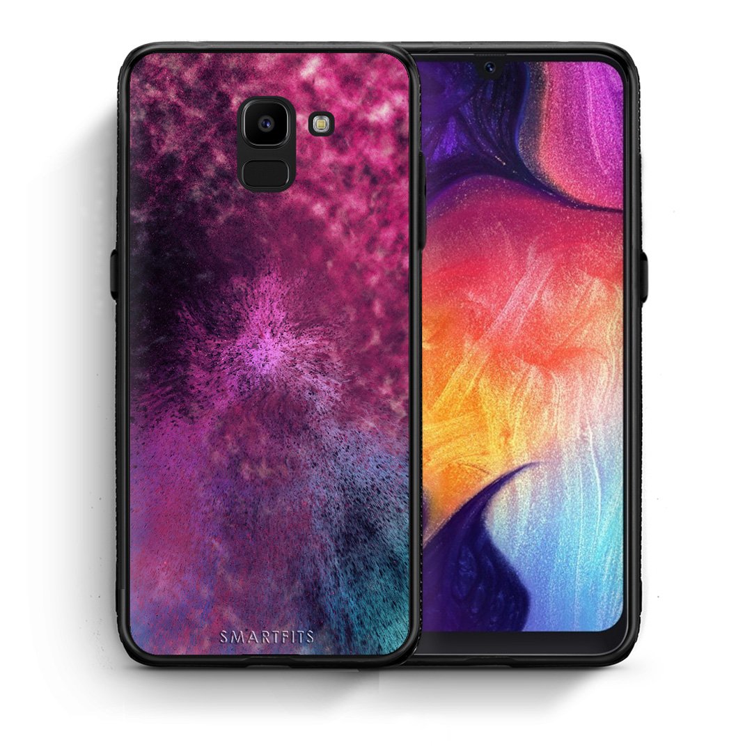 Θήκη Samsung J6 Aurora Galaxy από τη Smartfits με σχέδιο στο πίσω μέρος και μαύρο περίβλημα | Samsung J6 Aurora Galaxy case with colorful back and black bezels