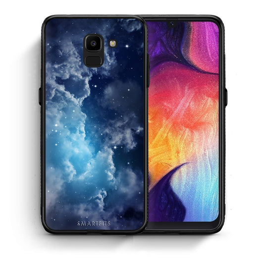 Θήκη Samsung J6 Blue Sky Galaxy από τη Smartfits με σχέδιο στο πίσω μέρος και μαύρο περίβλημα | Samsung J6 Blue Sky Galaxy case with colorful back and black bezels