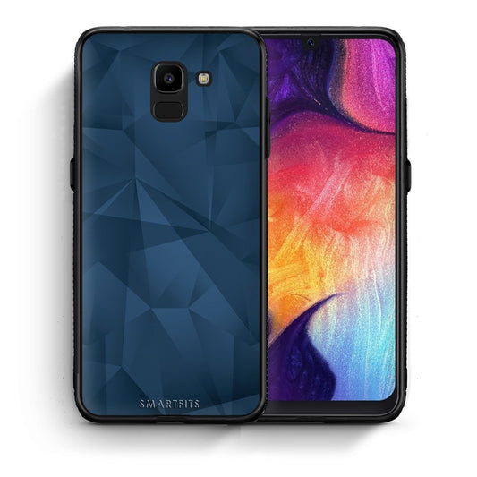 Θήκη Samsung J6 Blue Abstract Geometric από τη Smartfits με σχέδιο στο πίσω μέρος και μαύρο περίβλημα | Samsung J6 Blue Abstract Geometric case with colorful back and black bezels