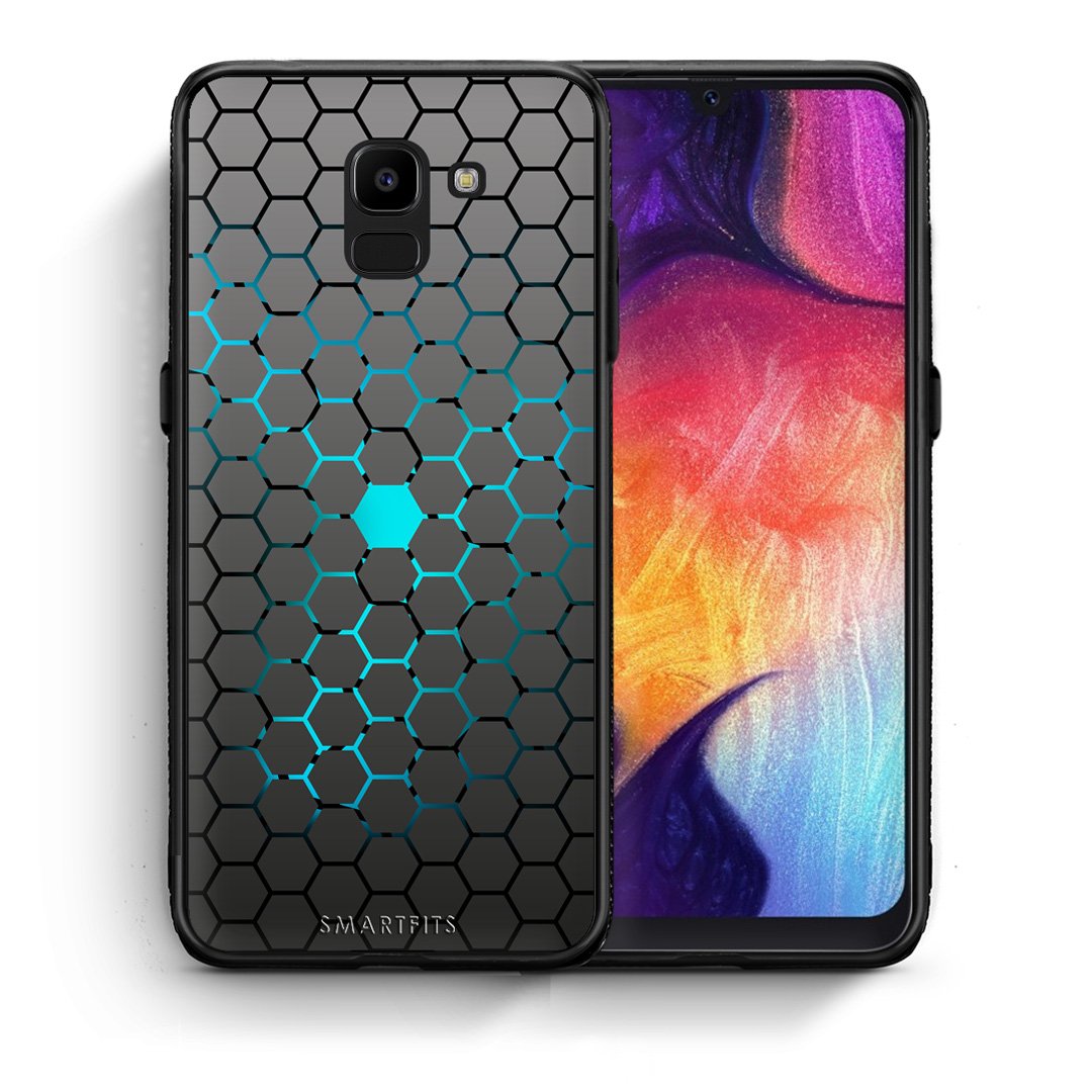 Θήκη Samsung J6 Hexagonal Geometric από τη Smartfits με σχέδιο στο πίσω μέρος και μαύρο περίβλημα | Samsung J6 Hexagonal Geometric case with colorful back and black bezels