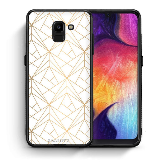 Θήκη Samsung J6 Luxury White Geometric από τη Smartfits με σχέδιο στο πίσω μέρος και μαύρο περίβλημα | Samsung J6 Luxury White Geometric case with colorful back and black bezels