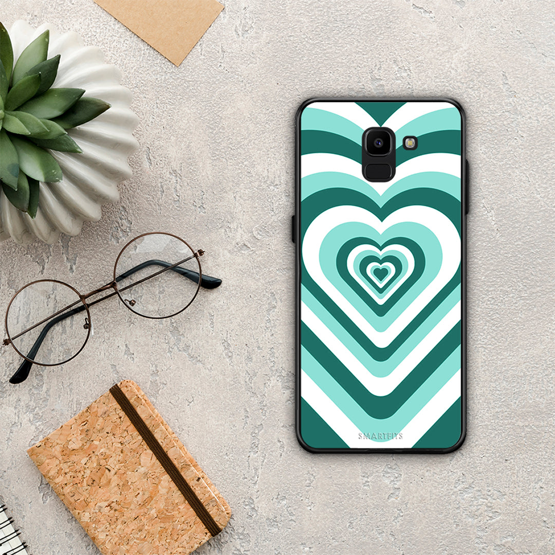 Green Hearts - Samsung Galaxy J6 θήκη