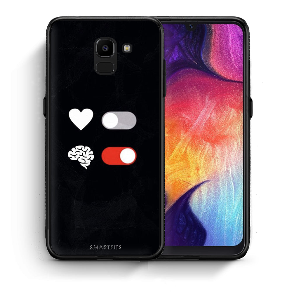 Θήκη Αγίου Βαλεντίνου Samsung J6 Heart Vs Brain από τη Smartfits με σχέδιο στο πίσω μέρος και μαύρο περίβλημα | Samsung J6 Heart Vs Brain case with colorful back and black bezels