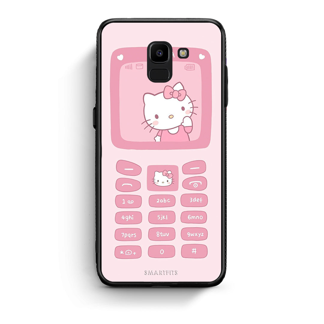 samsung J6 Hello Kitten Θήκη Αγίου Βαλεντίνου από τη Smartfits με σχέδιο στο πίσω μέρος και μαύρο περίβλημα | Smartphone case with colorful back and black bezels by Smartfits