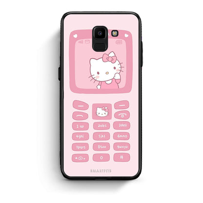 samsung J6 Hello Kitten Θήκη Αγίου Βαλεντίνου από τη Smartfits με σχέδιο στο πίσω μέρος και μαύρο περίβλημα | Smartphone case with colorful back and black bezels by Smartfits