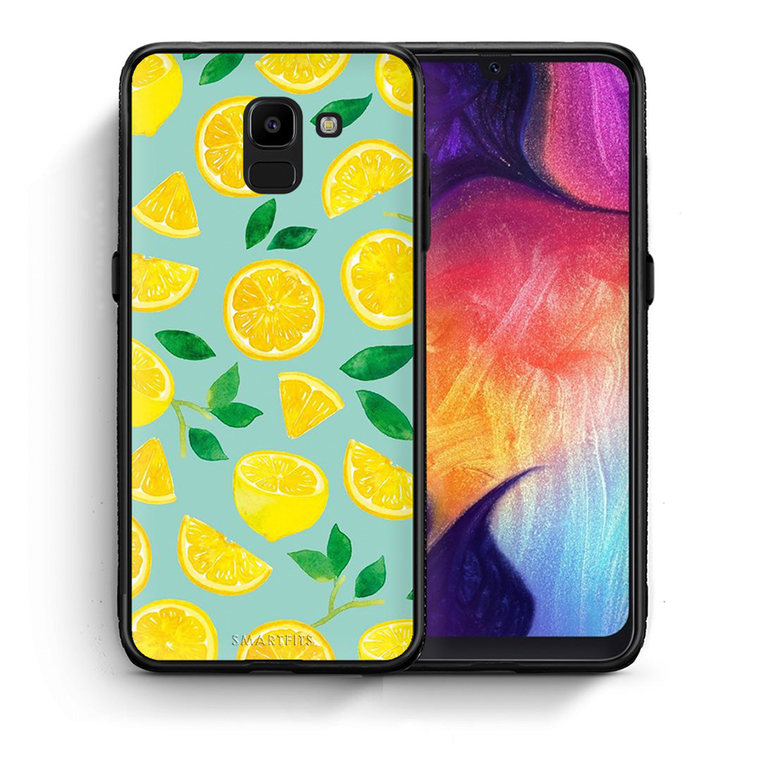 Θήκη Samsung J6 Lemons από τη Smartfits με σχέδιο στο πίσω μέρος και μαύρο περίβλημα | Samsung J6 Lemons case with colorful back and black bezels