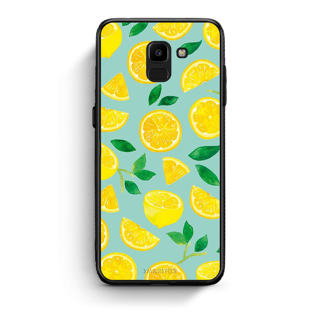 samsung J6 Lemons θήκη από τη Smartfits με σχέδιο στο πίσω μέρος και μαύρο περίβλημα | Smartphone case with colorful back and black bezels by Smartfits