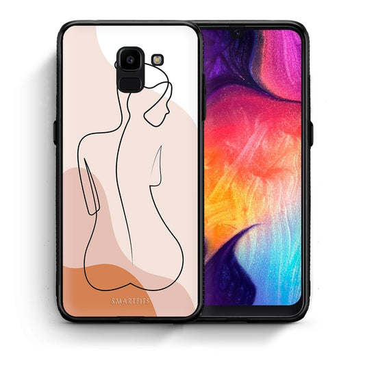 Θήκη Samsung J6 LineArt Woman από τη Smartfits με σχέδιο στο πίσω μέρος και μαύρο περίβλημα | Samsung J6 LineArt Woman case with colorful back and black bezels