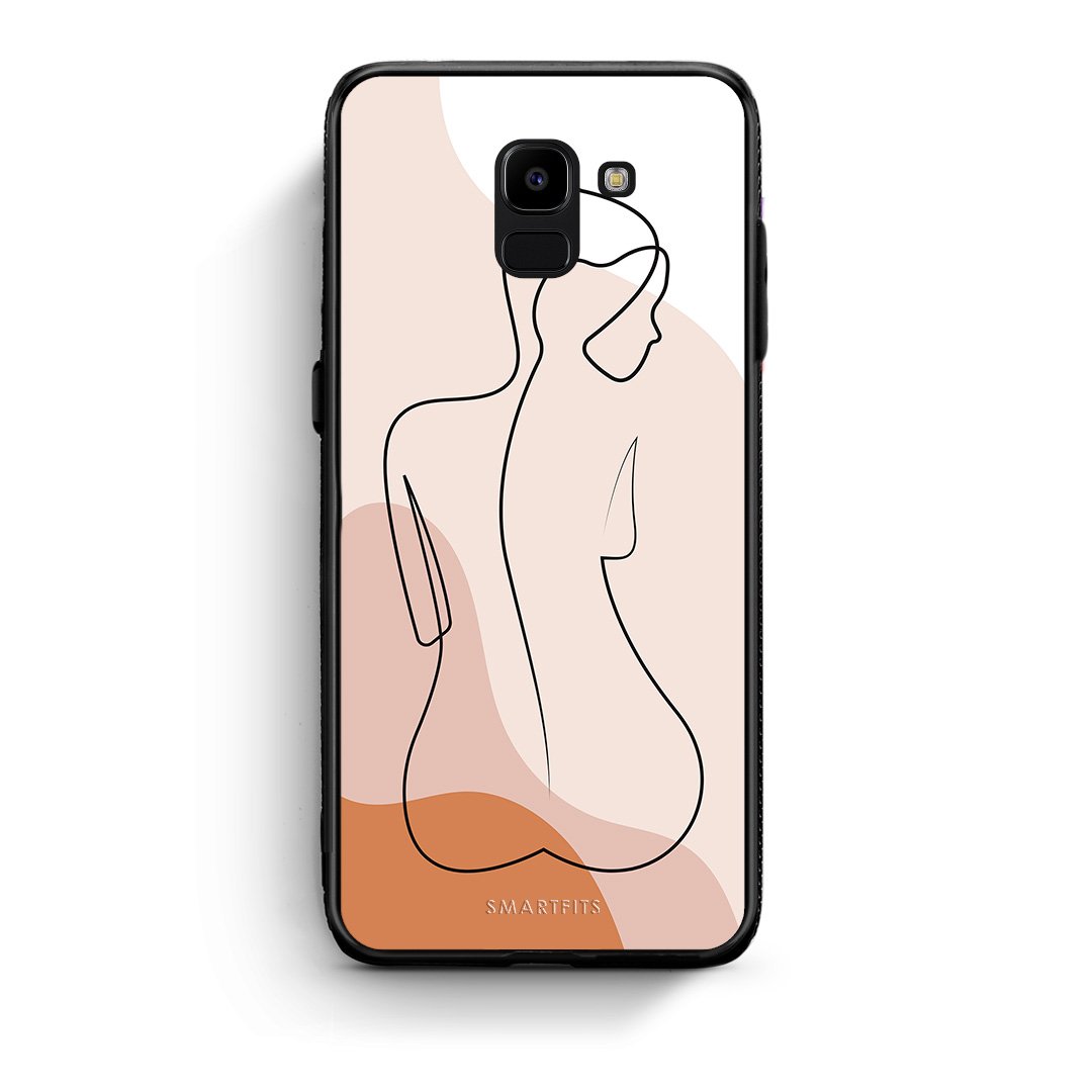 samsung J6 LineArt Woman θήκη από τη Smartfits με σχέδιο στο πίσω μέρος και μαύρο περίβλημα | Smartphone case with colorful back and black bezels by Smartfits