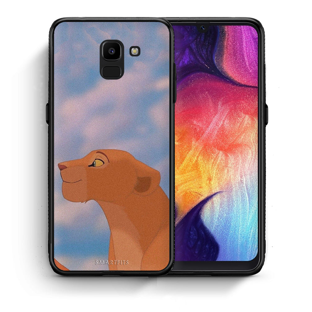 Θήκη Αγίου Βαλεντίνου Samsung J6 Lion Love 2 από τη Smartfits με σχέδιο στο πίσω μέρος και μαύρο περίβλημα | Samsung J6 Lion Love 2 case with colorful back and black bezels