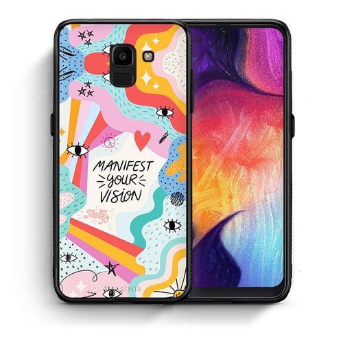 Θήκη Samsung J6 Manifest Your Vision από τη Smartfits με σχέδιο στο πίσω μέρος και μαύρο περίβλημα | Samsung J6 Manifest Your Vision case with colorful back and black bezels