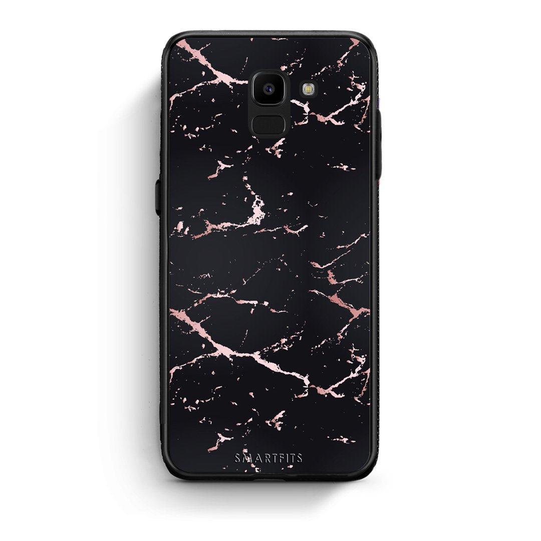 4 - samsung Galaxy J6 Black Rosegold Marble case, cover, bumper
