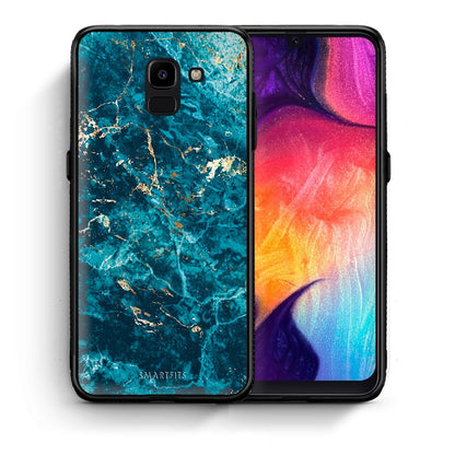 Θήκη Samsung J6 Marble Blue από τη Smartfits με σχέδιο στο πίσω μέρος και μαύρο περίβλημα | Samsung J6 Marble Blue case with colorful back and black bezels
