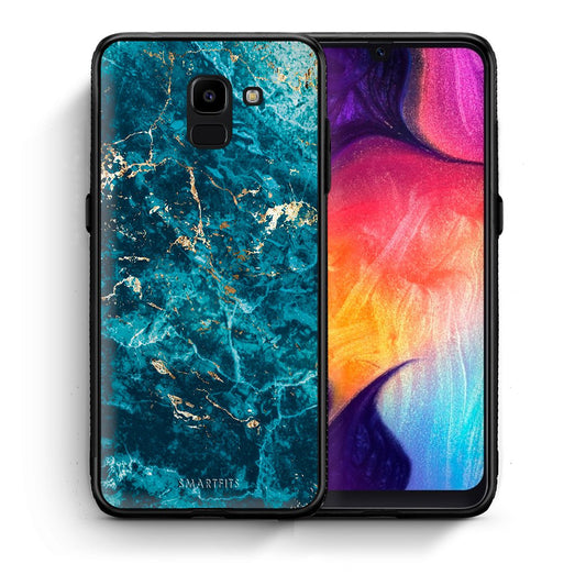Θήκη Samsung J6 Marble Blue από τη Smartfits με σχέδιο στο πίσω μέρος και μαύρο περίβλημα | Samsung J6 Marble Blue case with colorful back and black bezels