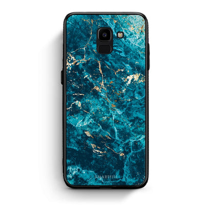 samsung J6 Marble Blue θήκη από τη Smartfits με σχέδιο στο πίσω μέρος και μαύρο περίβλημα | Smartphone case with colorful back and black bezels by Smartfits