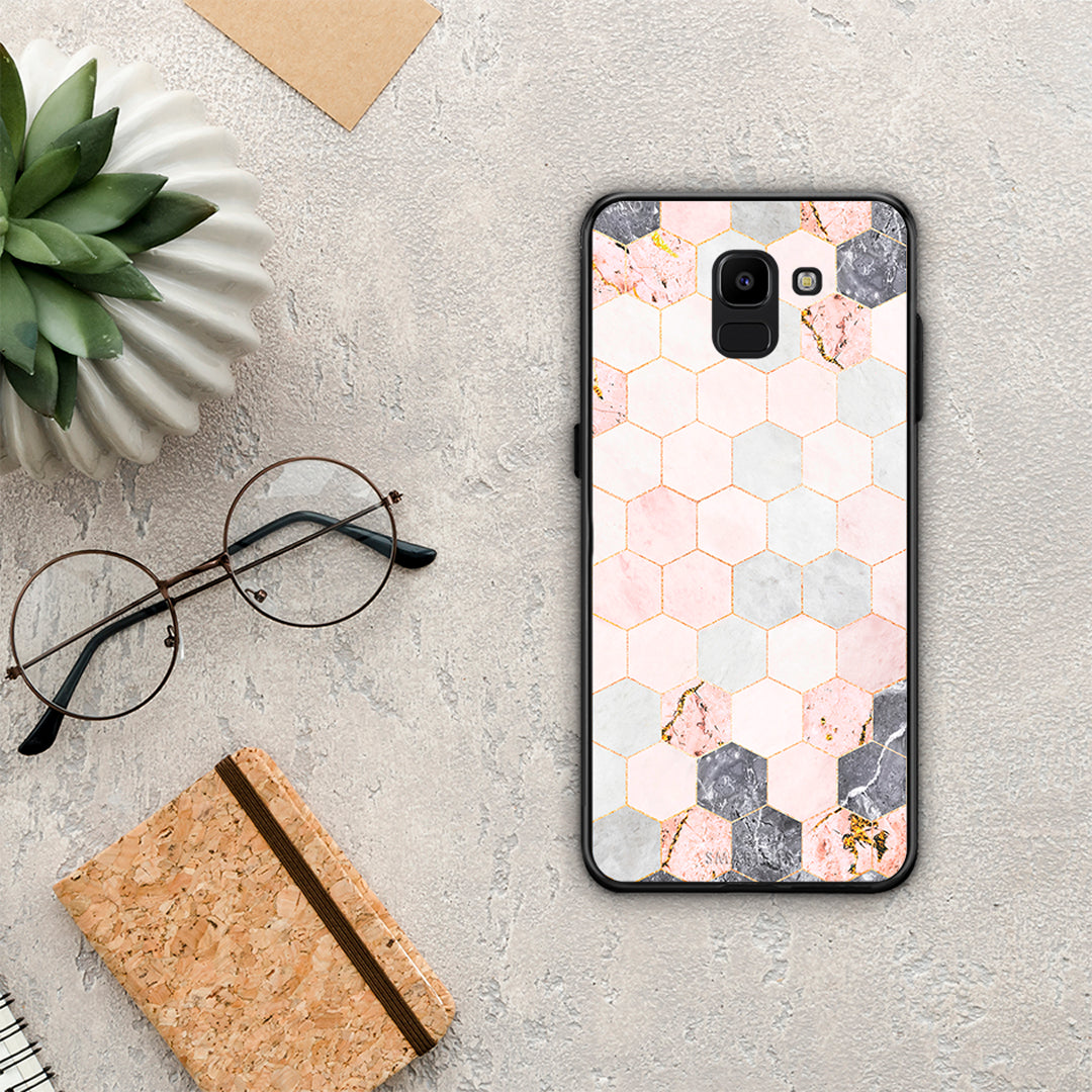 Marble Hexagon Pink - Samsung Galaxy J6 θήκη