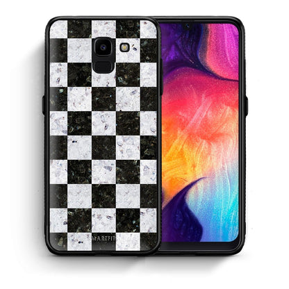 Θήκη Samsung J6 Square Geometric Marble από τη Smartfits με σχέδιο στο πίσω μέρος και μαύρο περίβλημα | Samsung J6 Square Geometric Marble case with colorful back and black bezels
