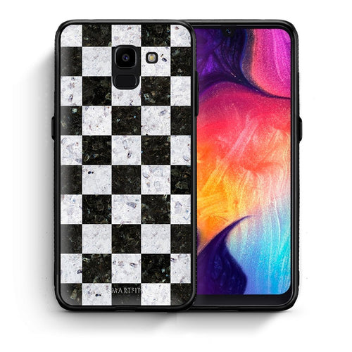 Θήκη Samsung J6 Square Geometric Marble από τη Smartfits με σχέδιο στο πίσω μέρος και μαύρο περίβλημα | Samsung J6 Square Geometric Marble case with colorful back and black bezels