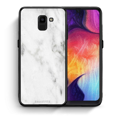 Θήκη Samsung J6 White Marble από τη Smartfits με σχέδιο στο πίσω μέρος και μαύρο περίβλημα | Samsung J6 White Marble case with colorful back and black bezels