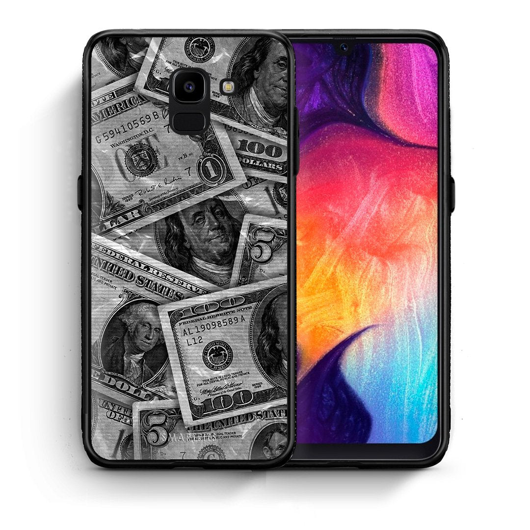 Θήκη Samsung J6 Money Dollars από τη Smartfits με σχέδιο στο πίσω μέρος και μαύρο περίβλημα | Samsung J6 Money Dollars case with colorful back and black bezels